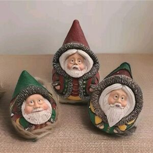 Vintage 1993 Pete Apsit Teardrop Santas 3 Piece Set READ DESCRIPTION